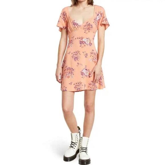 NWT Abound Floral Print Skater Dress Coral Pink Size small - Picture 1 of 5